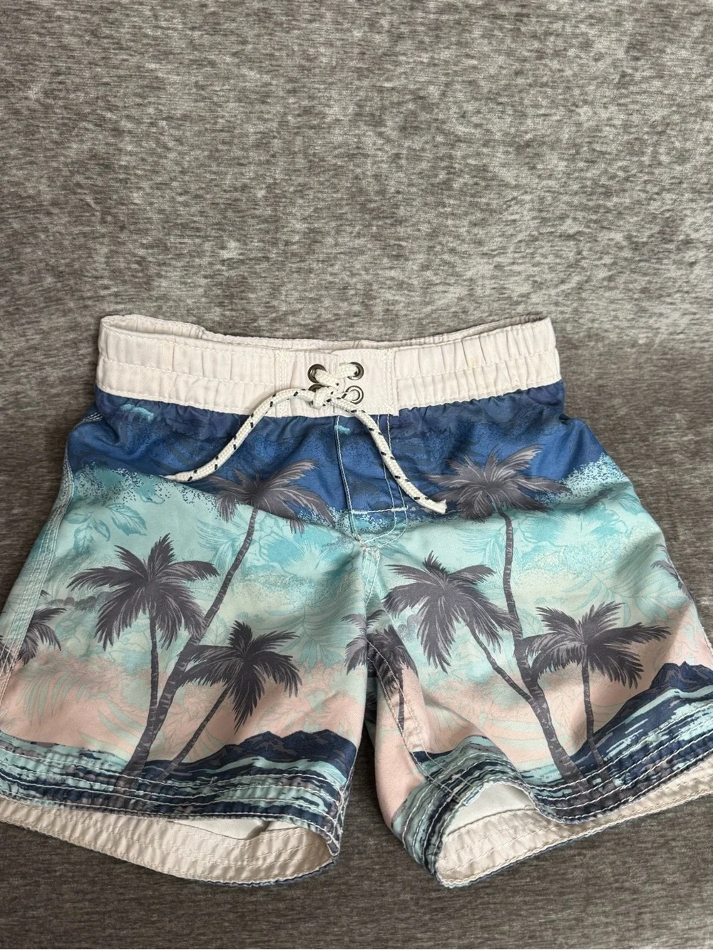 SET - Boys Blue Palm Tree Swim Trunks & Swim Shirt